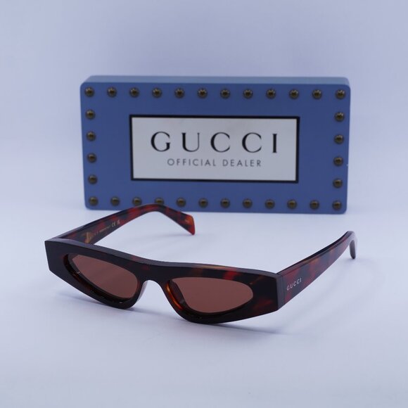 Gucci GG1779S 005 Cat Eye Sunglasses - Reddish Havana/Warm Brown - Picture 1 of 11